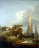 Coastal Scene with Shipping and Cattle ca 1781, Thomas Gainsborough (1727-1788)