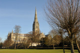 The spire of Salisbury Cathedral stands 123m