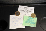 Jordanian exit stamp from King Hussein Bridge with bus(3 J.D.) and luggage (1.25 J.D.) tickets