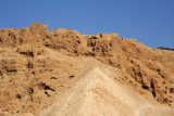 Looking up at Masada and the Roman Siege Ramp from the Tomb of the Defenders, Masada
