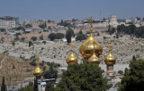 Gold onion domes of the Russian Orthodox Church of Mary Magdalene, Mount of Olives