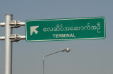 Road sign for the terminal of Mandalay International Airport