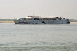 The cruise ship Road to Mandalay anchored off Myinmu. Its a former German Rhine cruiser built in 1964