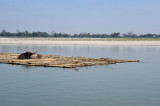 Bamboo raft on the Irrawaddy River