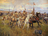 Detail of Lewis and Clark Meeting Indians at Ross Hole by Charles M. Russell