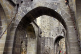 Entering the old city of Carcassonne through the Narbonne Gate