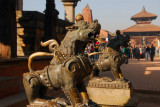 Lions in front of the Chyasilin Mandapa, Durbar Square, Bhaktapur