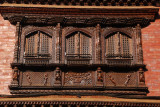 Ornate wood carved window, old town Bhaktapur, Nepal