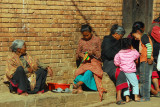 Family knitting with family around, Bhaktapur