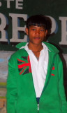 The boy in the peacock costume