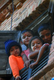 Nepali kids in a window, Bandipur
