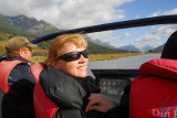 Debbie in the front seat of the Jetboat