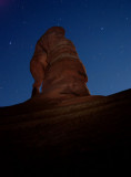 Delicate Arch painted with a flashlight
