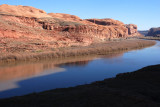 Colorado River and (on far side) the trailhead for the Poison Spider Mesa Trail