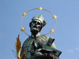 Statue of John  Nepomuk, on the Charles Bridge, Prague, Czech Republic