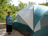 Elyse and her new house (tent)