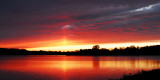 Sun Pillar & Sunset over Pony Express Lake