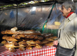 Freshly-baked baguettes at the market