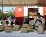 Carvings on watermelons