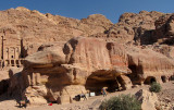 The Urn Tomb is in the background, strange rock formation in front