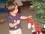 Baby Noah decorating the tree
