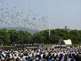 The releasing of the doves at the ceremony