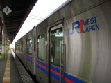 JR West kaisoku (rapid) train on the platform