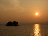 Sunset over Shinji-ko with Yomegashima