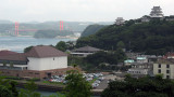 Hirado-jō with the distant Hirado Ōhashi