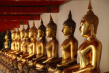 Row of Buddha statues in Wat Pho
