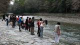 Visitors stopping by the Isuzu-gawa
