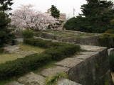 Corner of the walls with adjacent tower foundations