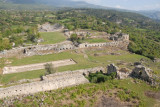 the stadium in the front, the teather at the back and the public bath in between