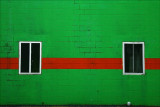Green wall-red stripe.