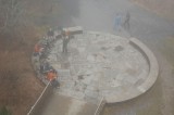 Hikers at the base of Clingmans Dome tower.