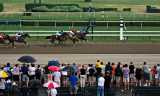 Racing in the rain.