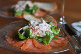 Smoked salmon with crab salad