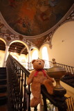 Climbing the stairs of the Museum of Malaga,