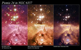 Pismis 24 - comparison with ESO La Silla and Hubble Space Telescope