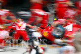 Ferraris crew practices pit-stop