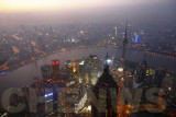 Shanghai at sunset as viewed from the Shanghai World Financial Centre Skywalk 100