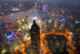 Shanghai at sunset as viewed from the Shanghai World Financial Centre Skywalk 100.