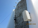 Rock climbing wall at the stern