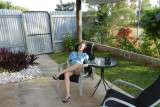 Relaxing on the porch of our cabin in Chillagoe