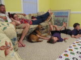 Friday night family time and dog also