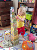 Kristina shows off her stacking skills