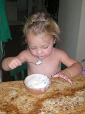 Kristina eating yogurt
