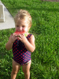 Kristina eating watermelon