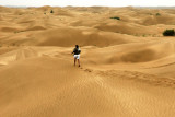 Walking in the Gobi desert.