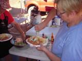 Maggie & Sue<BR>making up their plates<BR>of Picante Chicken